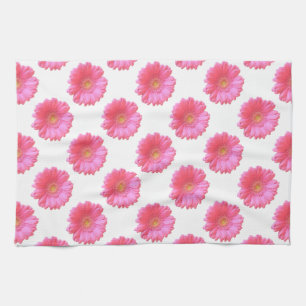 Pink gerbera daisy tea towel