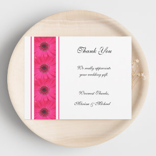 Pink Gerbera Daisy Thank You Wedding Card