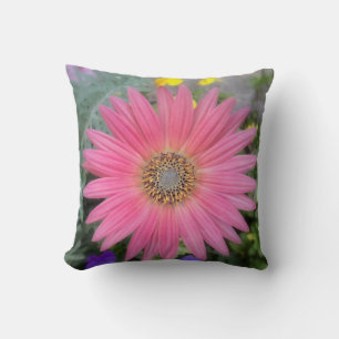 Pink Gerbera Daisy Throw Pillow