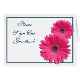 Pink Gerbera Daisy Wedding Guestbook Sign Card
