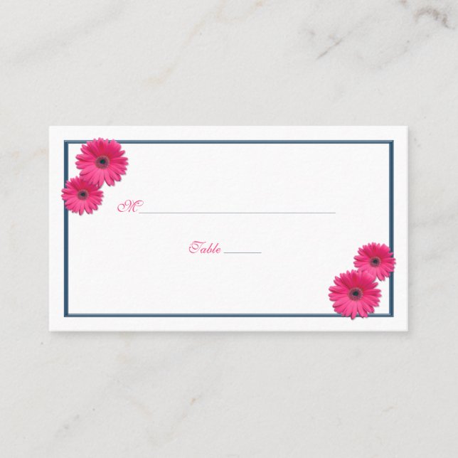 Pink Gerbera Daisy Wedding Place Cards (Front)