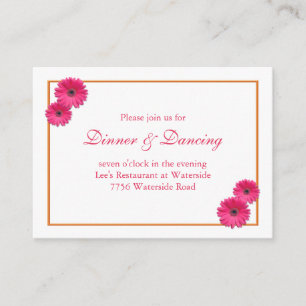 Pink Gerbera Daisy Wedding Reception Card