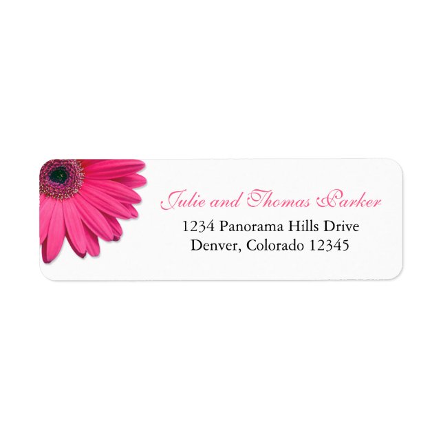 Pink Gerbera Daisy Wedding Simple Return Address (Front)