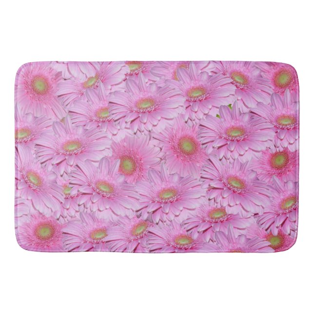 Pink Gerbera Flowers, Memory Foam Bathmat (Front)