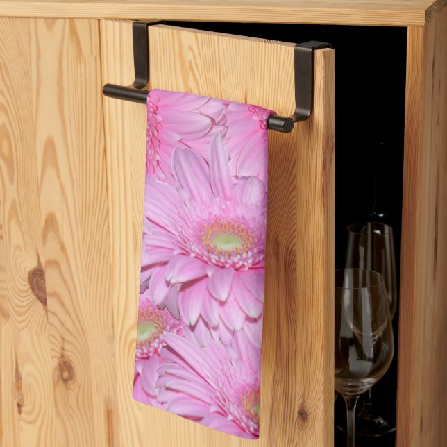 Pink Gerbera Flowers,  Tea Towel (Thirds Fold)