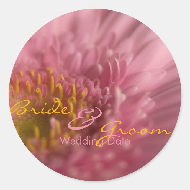 Pink Gerbera • Save the Date Sticker (Front)