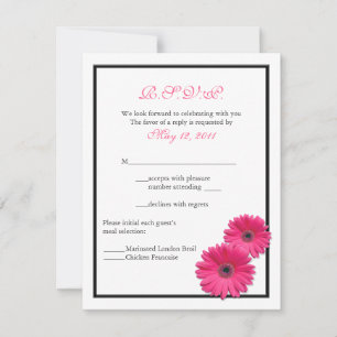 Pink Gerbera with Black Border Response Card
