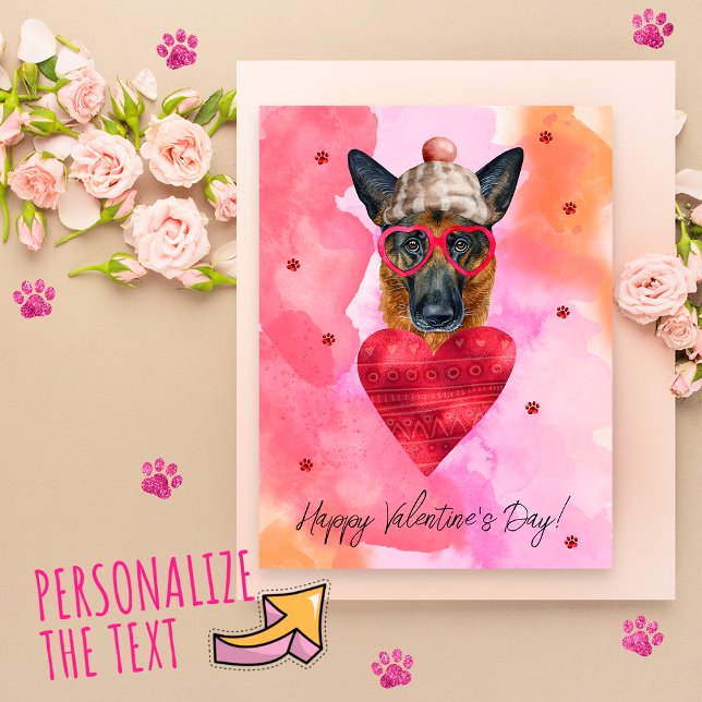 Pink German Shepherd Valentine's Day Gift Dog Holiday Postcard (Creator Uploaded)