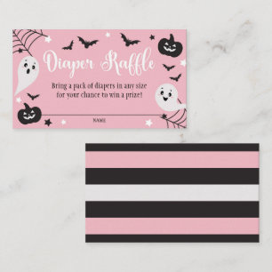 Pink Ghost Baby Shower Diaper Raffle Card