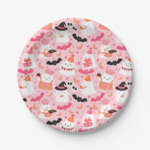 Pink Ghost Birthday Paper Plate | Spooky Cute Kids
