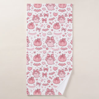Pink Ghost Coquette Bow Halloween Towel Teen