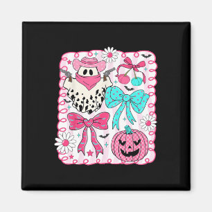 Pink Ghost Coquette Bow Halloween Western Cowgirl Magnet