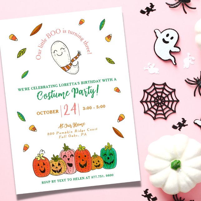Pink Ghost Costume Party Birthday Invitation (Creator Uploaded)