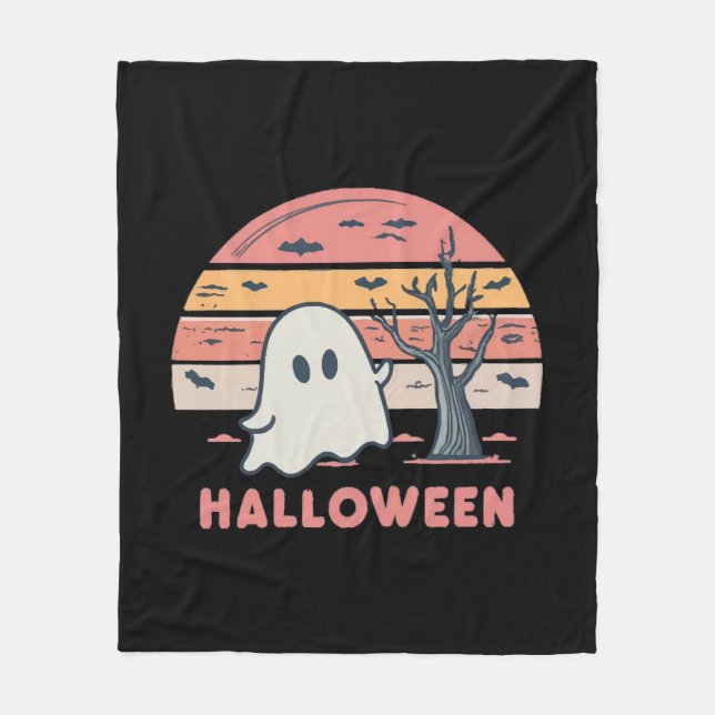 pink ghost fleece blanket (Front)