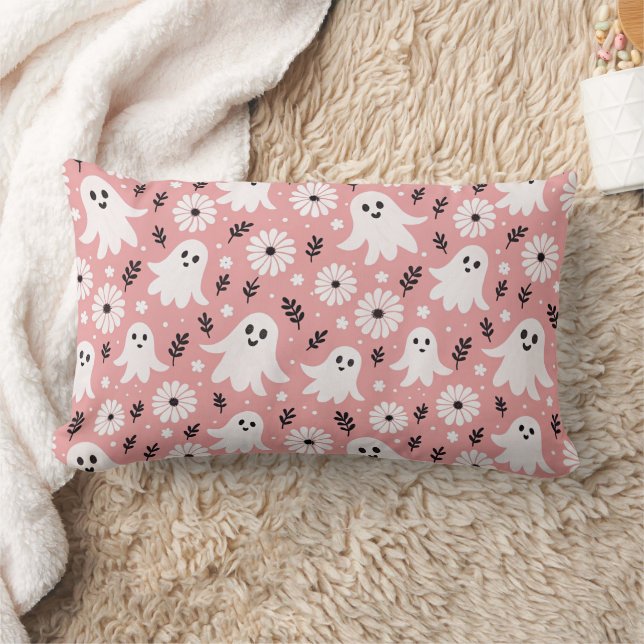 Pink Ghost Flowers Cojín Lumbar Cushion (Blanket)