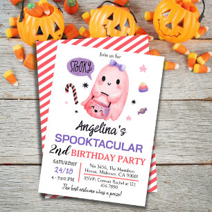 Pink Ghost Girl Spooktacular 2ndBirthday Halloween Invitation
