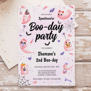 Pink Ghost Hallowee Birthday Invitation