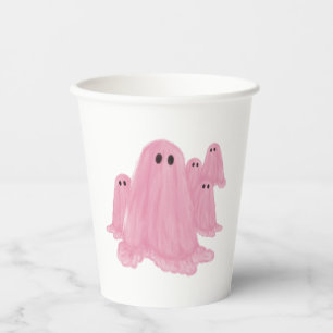 Pink Ghost Halloween Paper Cups