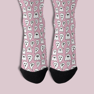 Pink Ghost Halloween Socks