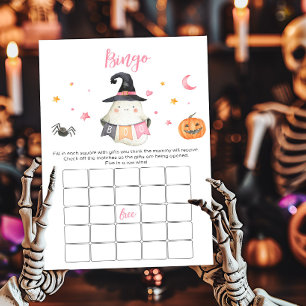 Pink Ghost Little Boo Baby Shower Bingo Game