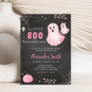 Pink Ghost Little Boo Baby Shower Invitation