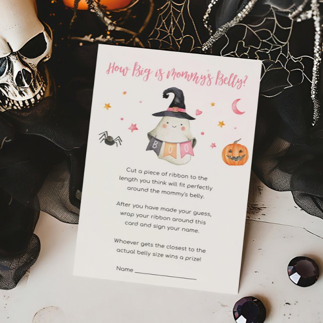 Pink Ghost Little Boo How Big is Mommys Belly Game (Little Boo Baby Shower How Big is Mommy's Belly Game)