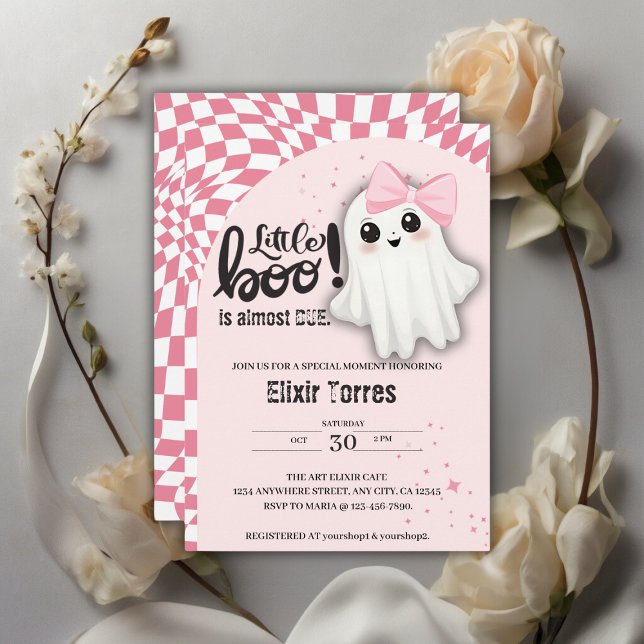 Pink Ghost Little Boo is almost due Baby Shower Invitation (Creator Uploaded)