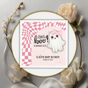 Pink Ghost Little Boo is almost due Baby Shower Napkin