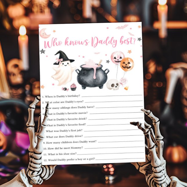 Pink Ghost Little Boo Who Knows Daddy Best Game (Girl Little Boo Baby Shower Who Knows Daddy Best Game)