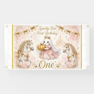 Pink Ghost Princess 1st Birthday Banner