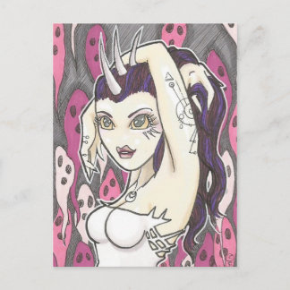 Pink Ghosts Cartoon Fantasy Art Postcard