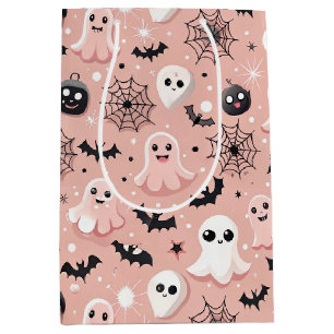 Pink Ghosts & Halloween Seamless Pattern Medium Gift Bag