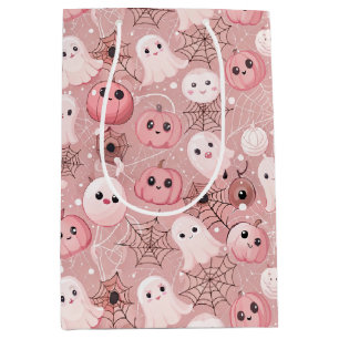 Pink Ghosts & Pumpkins Whimsical Halloween Medium Gift Bag