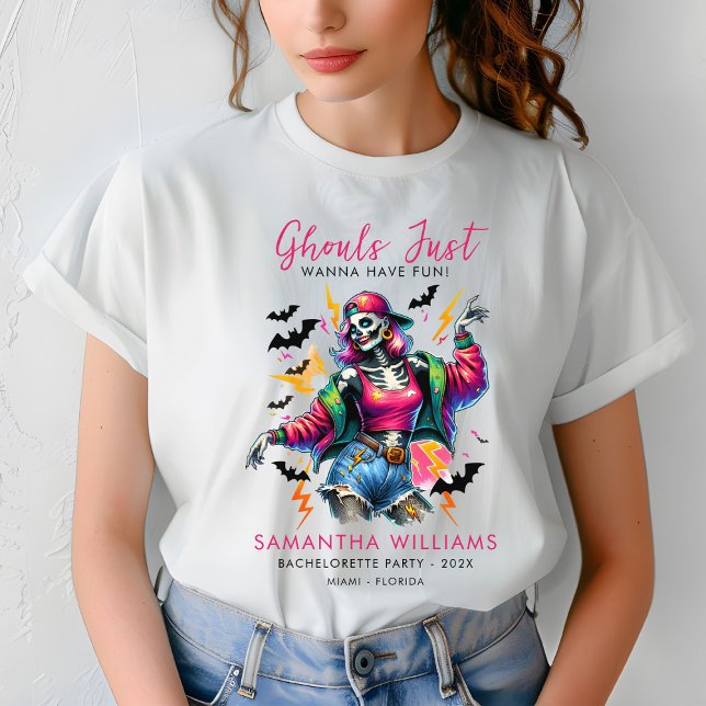 Pink Ghouls Hallowen Bachelorette Party T-Shirt (Creator Uploaded)