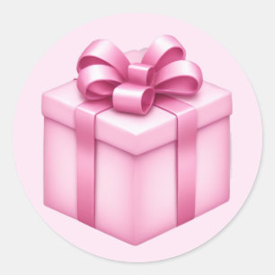 Pink Gift Box Emoji Classic Round Sticker