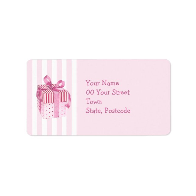 Pink Gift stripes Address Label (Front)