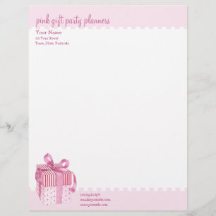Pink Gift stripes Letterhead Design