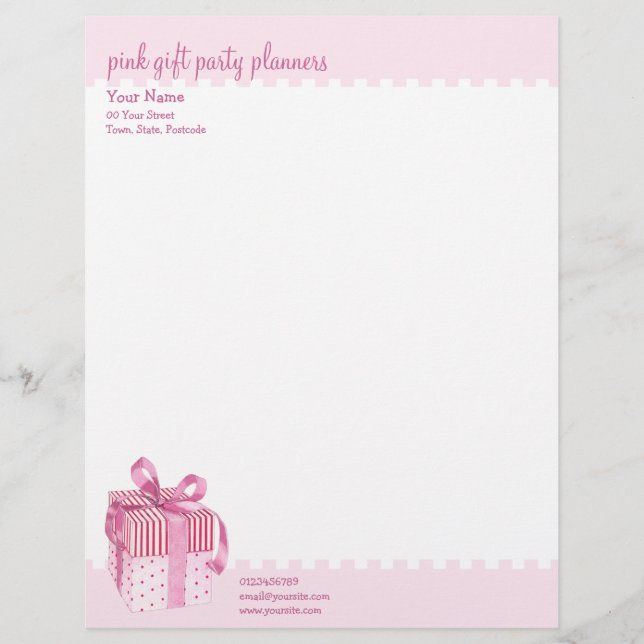 Pink Gift stripes Letterhead Design (Front)