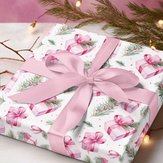 Pink Gifts & Bows Christmas & Winter Birthday Wrapping Paper (Creator Uploaded)