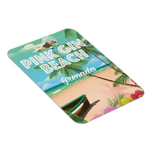 pink gin beach Grenada travel poster Magnet