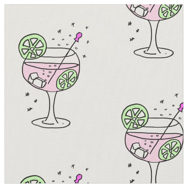 Pink Gin Glass Fabric (Close Up)