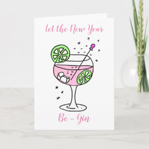 Pink Gin Happy New Year Card