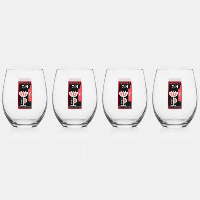 Pink Gin  Stemless Wine Glass (Front)