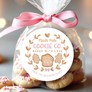 Pink Gingerbread Christmas Cookies Exchange Classic Round Sticker