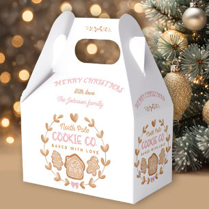 Pink Gingerbread Christmas Cookies Exchange Name Favour Box