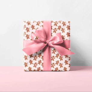 Pink Gingerbread Christmas Festive Trendy Wrapping Paper