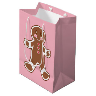 Pink Gingerbread Christmas Gift Bag