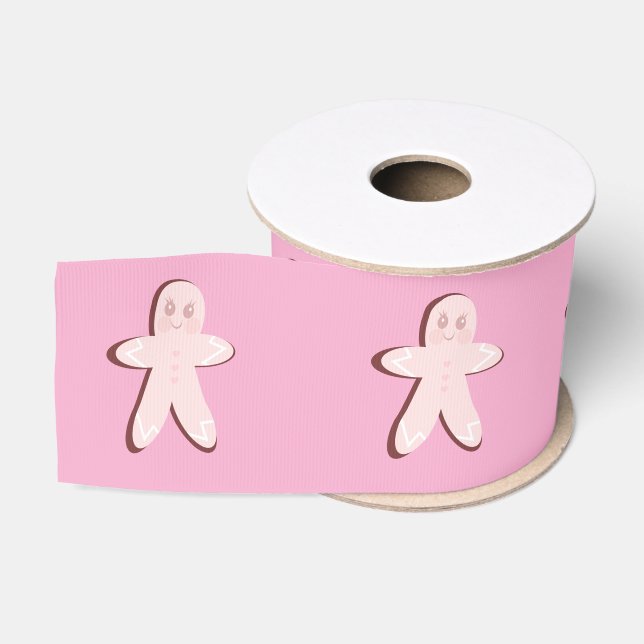 Pink Gingerbread Christmas tree  Grosgrain Ribbon (Spool)