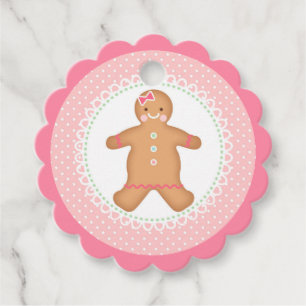 Pink Gingerbread  Cookie Favour Tags
