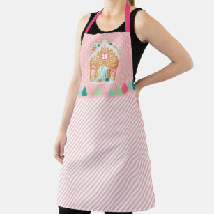 Pink Gingerbread House All-Over Print Apron
